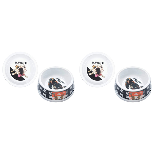 2PK Dudley's World Of Pets Comical Dog Food/Water Bowl Assorted
