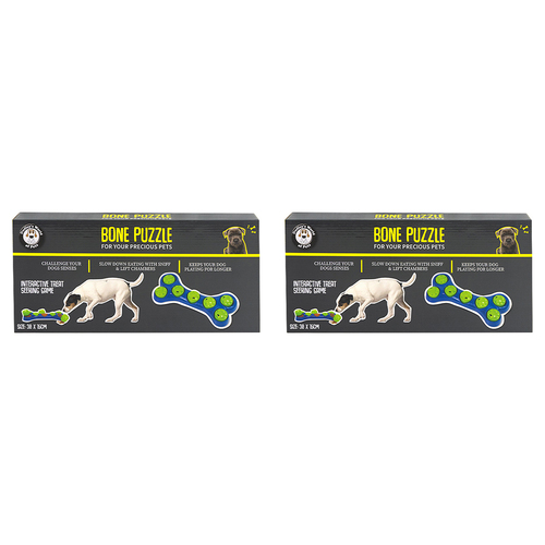 2PK Dudley's World Of Pets Puzzle Game Dog Interative Play Toy Bone Shaped