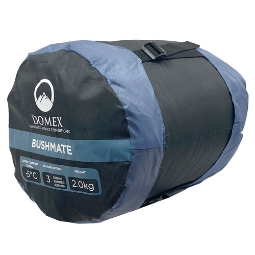 Domex Bushmate Standard -5c Synthetic Fill Sleeping Bag Left Hand Zip Steel Blue