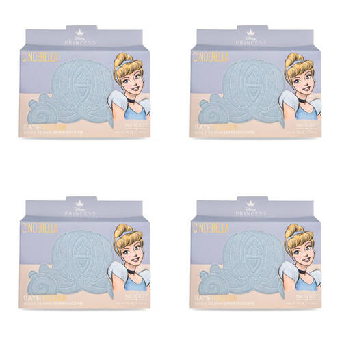 4PK Disney Pure Princess Scented Bath Fizzer Cinderella 130g Cedarwood & Lime