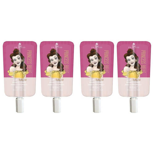 4PK Disney Pure Princess Vanilla Scented Moisturising Lip Balm Belle 10ml Clear