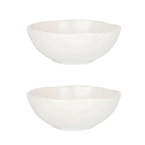 2PK NF Living Salad Bowl 25x10 Ceramic Durable Stoneware Serveware White