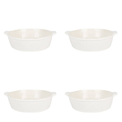 4PK NF Living Round Baker 22x19.5 Durable Ceramic Baking Dish Bakeware White