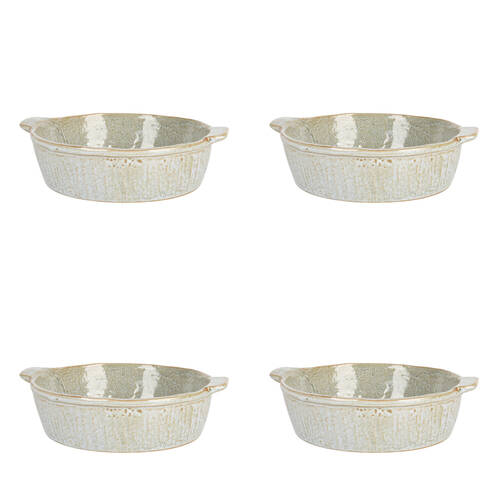 4PK NF Living Round Baker 22x19.5x6 Durable Ceramic Baking Dish Bakeware Green