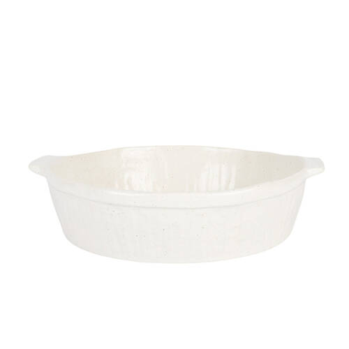 NF Living Round Baker 31x28x7 Durable Ceramic Baking Dish Bakeware White