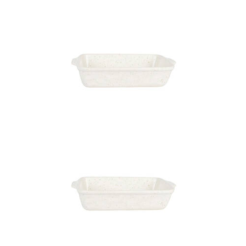 2PK NF Living Rectangular Bake Dish 24x15x5 Durable Ceramic Baking White