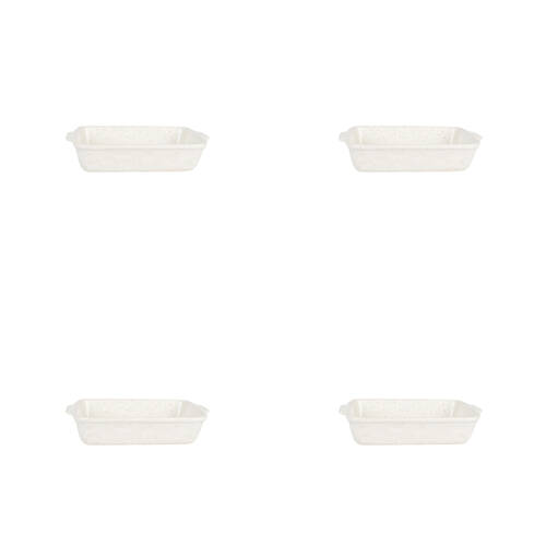 4PK NF Living Rectangular Bake Dish 24x15x5 Durable Ceramic Baking White