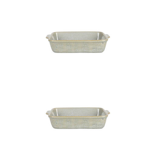 2PK NF Living Rectangular Bake Dish 24x15x5 Durable Ceramic Bakeware Green
