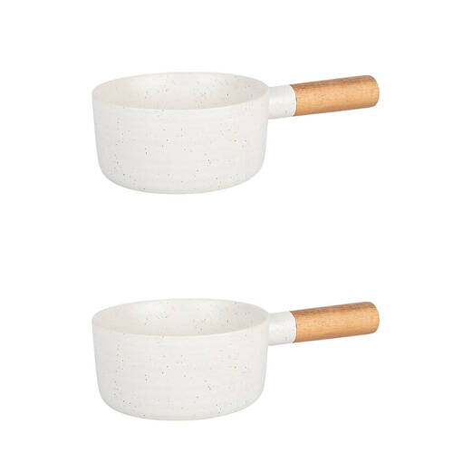 2PK NF Living Handled Bowl 28x15.5x7 Ceramic Durable Stoneware Serveware White
