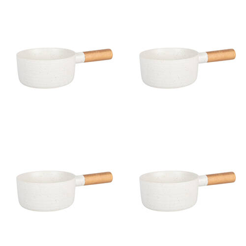4PK NF Living Handled Bowl 28x15.5x7 Ceramic Durable Stoneware Serveware White