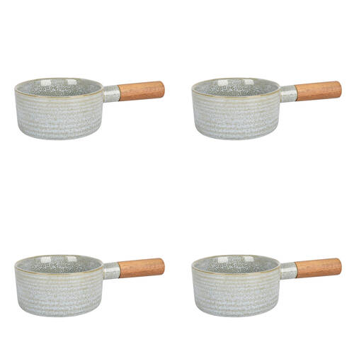 4PK NF Living Handled Bowl 28x15.5x7 Ceramic Durable Stoneware Serveware Green