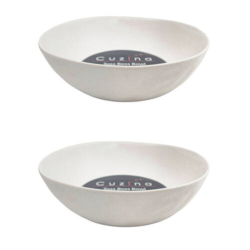 2PK NF Living Salad Bowl 27x27x8 Ceramic Durable Stoneware Serveware White