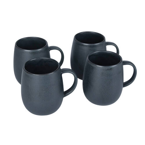 4pc NF Living Snug Mug 350ml Capacity Ceramic Mugs Stoneware Dinnerware Charcoal