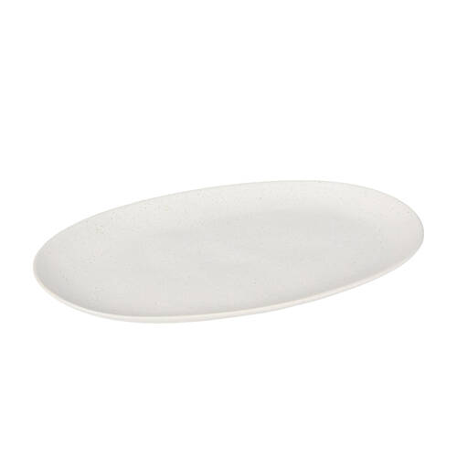 NF Living Ovalo Oval Plate 42x25x3 Reactive Glaze Stoneware Dinnerware White