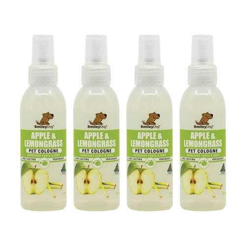 4PK Smiley Dog Pet Grooming Cologne Spray Bottle 125ml Apple & Lemongrass