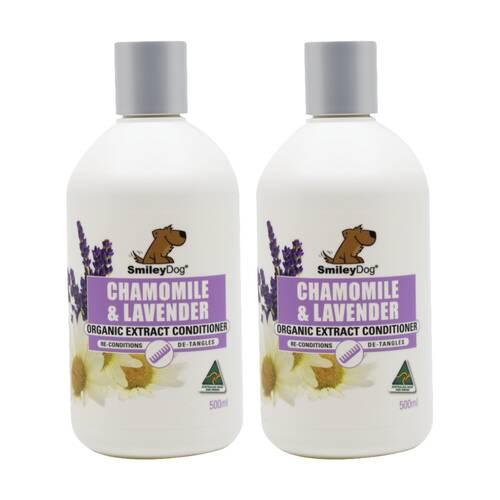 2PK Smiley Dog Pet Grooming Cleaning Conditioner Bottle 500ml Chamomile & Lavender