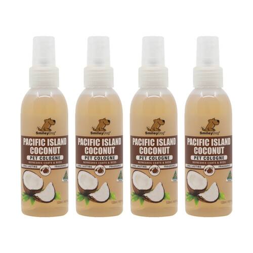 4PK Smiley Dog Pet Grooming Cologne Spray Bottle 125ml Pacific Island Coconut