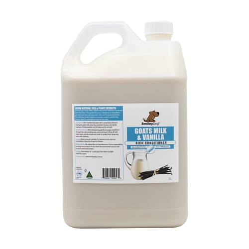 Smiley Dog Pet Grooming Cleaning Conditioner Bottle 5L Goats Milk & Vanilla
