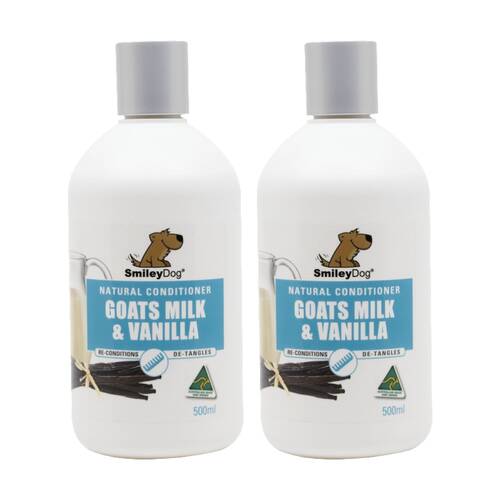 2PK Smiley Dog Pet Grooming Cleaning Conditioner Bottle 500ml Goats Milk & Vanilla