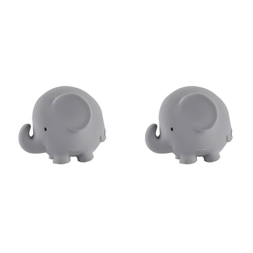 2PK Tikiri Rubber Elephant Zoo Animal 96001 Baby Teether 11x10cm - Grey 0m+