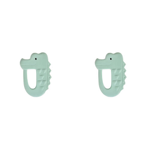 2PK Tikiri Rubber Crocodile Flat Teether-Boxed 91504 Kids/Infant Chew Toy 0m+
