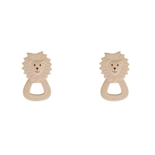 2PK Tikiri Rubber Lion Flat Teether-Boxed 91506 Kids/Infant Chew Toy 0m+