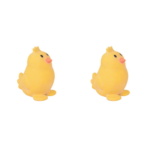2PK Tikiri 8.5cm Farm Animal Rubber Chicken 95005 Sensory Toy 0m+ Yellow