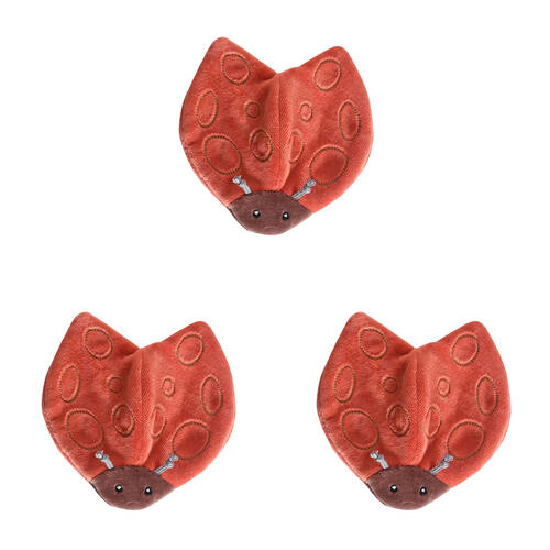 3PK Tikiri Ladybug Scrunchie Baby 93204 Teether/Rattle Toy 0m+ Red