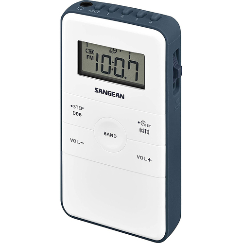 Sangean DT140 AM/FM Digital LCD USB Pocket Radio S Size - White