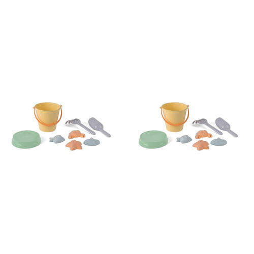 2PK Dantoy Plastic Bucket Set w/ Net Sandpit Toys - Pastel 2y+