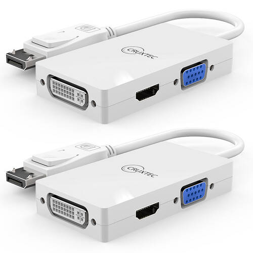 2PK Cruxtec DispayPort to HDMI/VGA/DVI - White