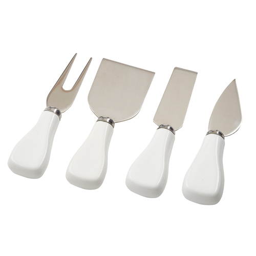 4pc Davis & Waddell Bistro Cheese Knife Set 18x14cm - White/Silver