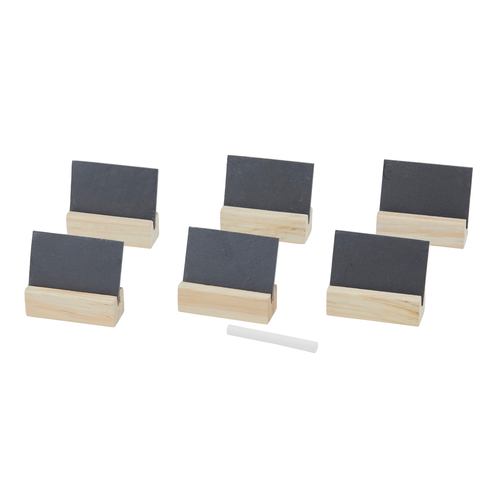 7pc Davis & Waddell Slate/Wood Name Card Set 8x7cm - Multi-Coloured