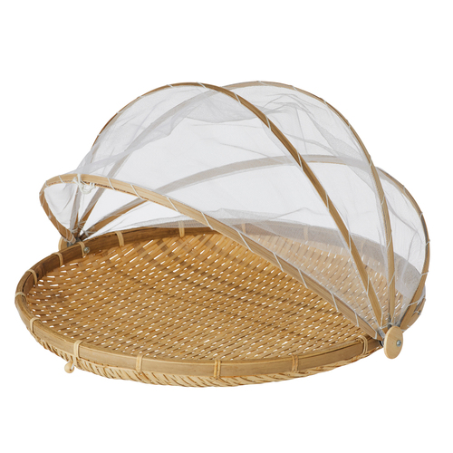 Davis & Waddell Mesh Food Cover w/ Bamboo Tray 42x26cm - Natural/White