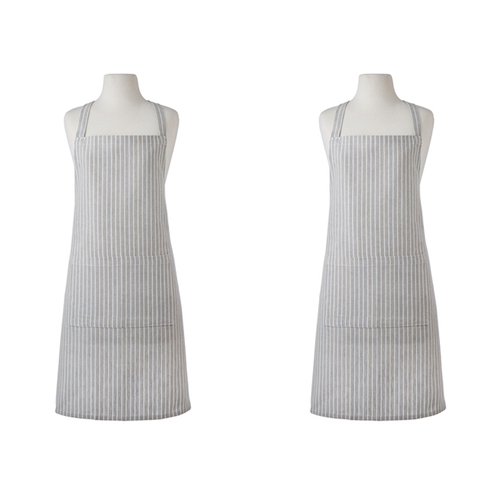 2PK Davis & Waddell Taste Butcher Apron 80x70cm - Grey/White Stripe