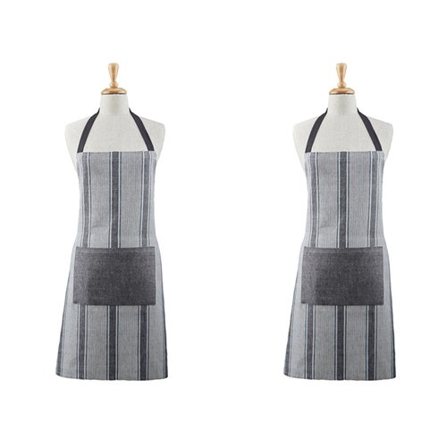 2PK Davis & Waddell Ellis Cotton Butcher Apron 70x80cm - Black/White Stripe