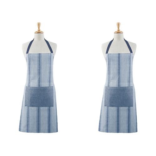 2PK Davis & Waddell Ellis Cotton Butcher Apron 70x80cm - Blue/White Stripe