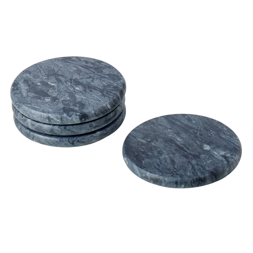 4pc Davis & Waddell Nuvolo Marble Coasters Set Round Black 10x10cm