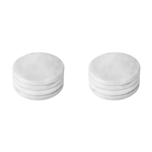 2x 4pc Davis & Waddell Nuvolo Marble Coaster Set Round Grey 10x10cm