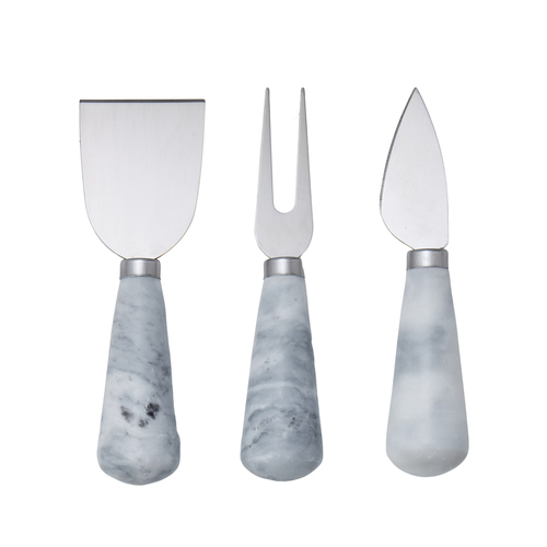 3pc Davis & Waddell Nuvolo Marble Cheese Knife Set White