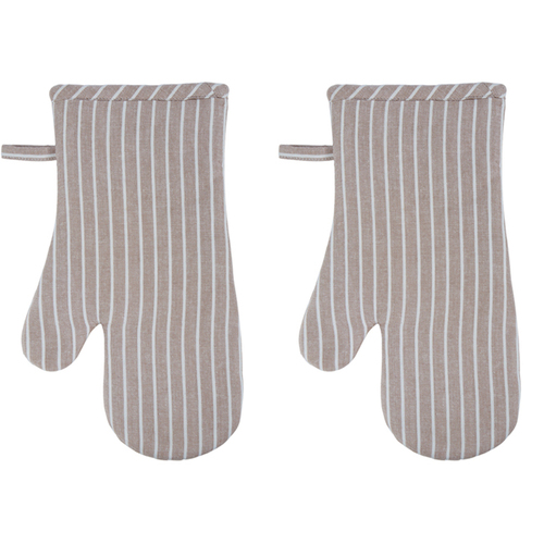 2PK Davis & Waddell Taste Butcher Oven Glove 32x18cm - Taupe/White Stripe
