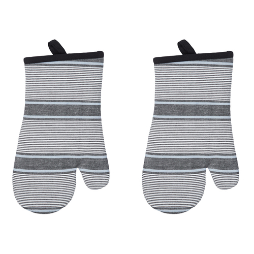 2PK Davis & Waddell Ellis Cotton Oven Glove 18x32cm - Black/White Stripe