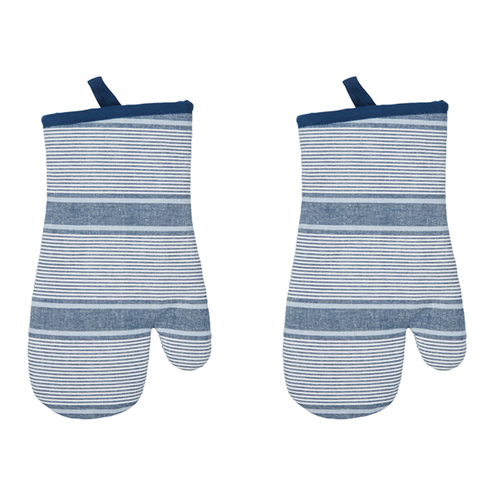 2PK Davis & Waddell Ellis Cotton Oven Glove 18x32cm - Blue/White Stripe