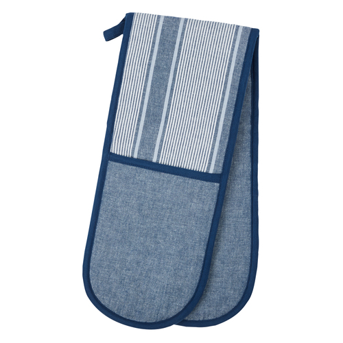 Davis & Waddell Ellis Cotton Double Oven Glove 18x90cm Blue/White Stripe
