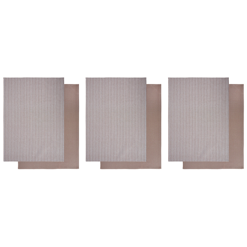 3x 2pc Davis & Waddell Taste Butcher Tea Towel 70x50cm Taupe/WHT Stripe
