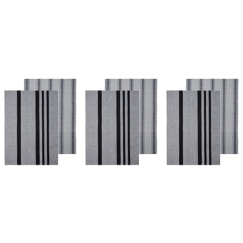 3x 2pc Davis & Waddell Ellis Cotton Tea Towel 50x70cm - Black/White Stripe