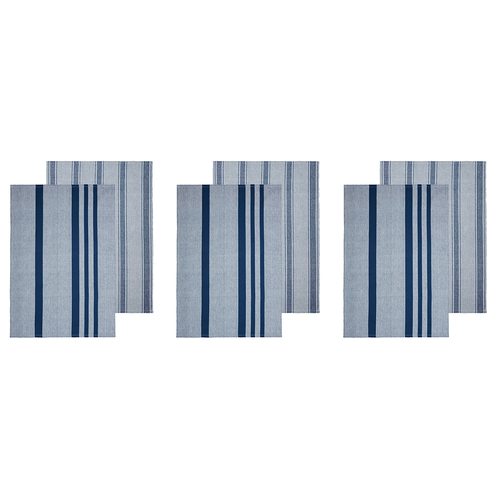 3x 2pc Davis & Waddell Ellis Cotton Tea Towel 50x70cm - Blue/White Stripe