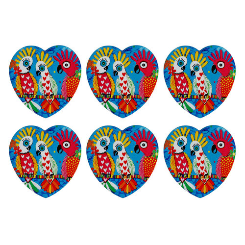6PK Maxwell & Williams Love Hearts Ceramic Heart Coaster - Chatter