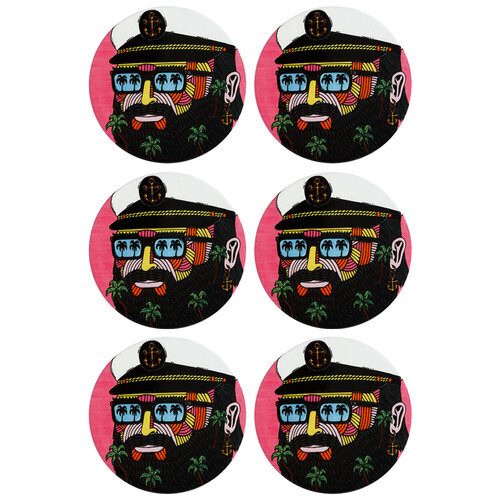 6PK Maxwell & Williams Mulga The Artist 10.5cm Round Ceramic Coaster - Captain