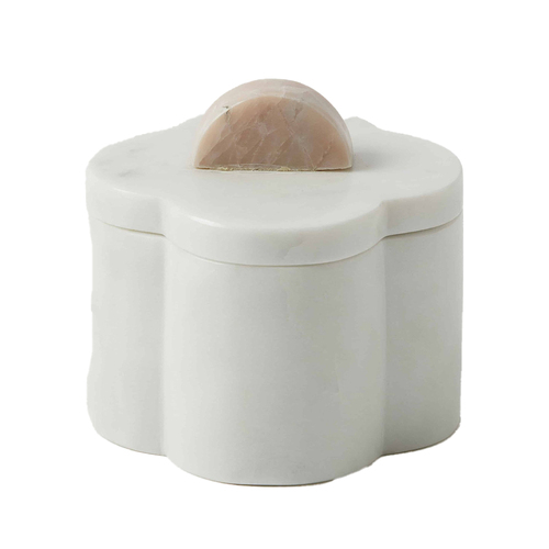 Pilbeam Living 10cm Allegra Marble Trinket Box - White